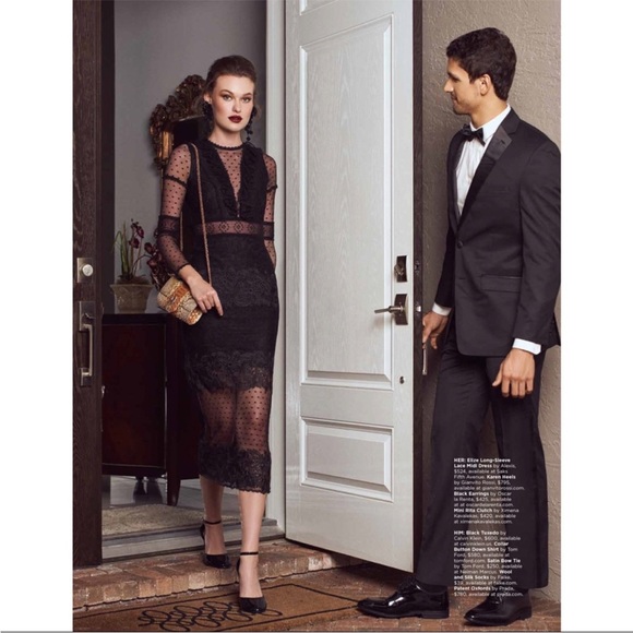 Alexis Elize Long Sleeve Lace Midi Dress in Black XS - Picture 2 of 8